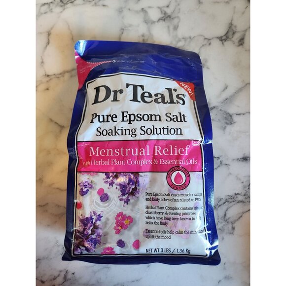 Dr Teals Pure Epsom Salt Soaking Solution Menstrual Relief Herbal Complex 3 lbs - Picture 3 of 5